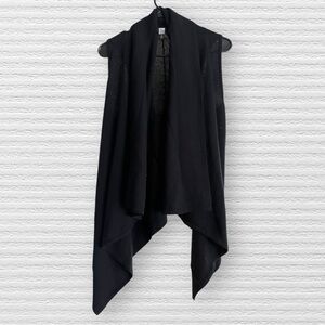 Saks Fifth Avenue 100% Cashmere Open Front Draped Sweater Cardigan Black Size M